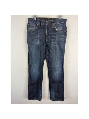 Nudie Jeans Co Slim Jim Org Brown Indigo Straight Leg Jeans 31x32 Made in Italy